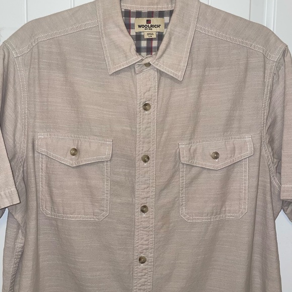 Woolrich button down mens shirt short sleeves 100% cotton size large - Picture 3 of 6